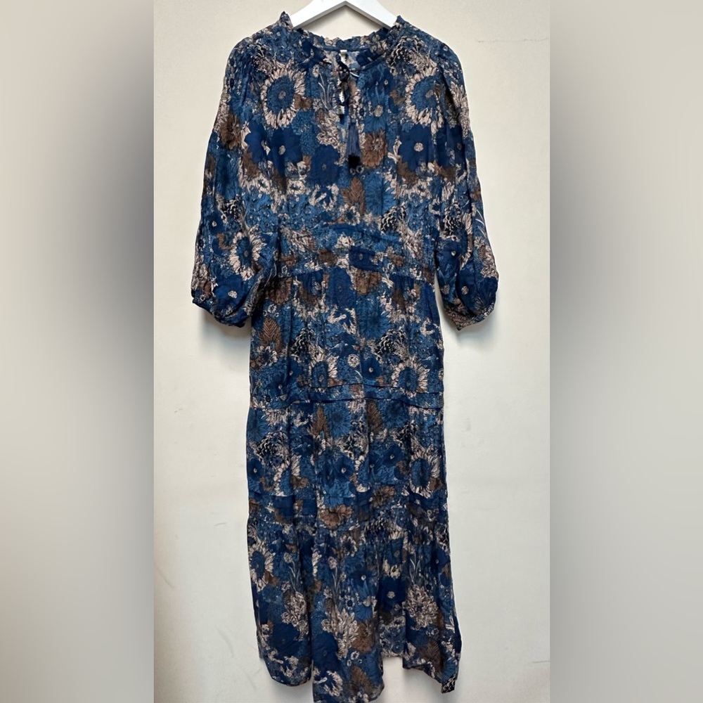 Uncle Frank Floral Blue Maxi Dress M